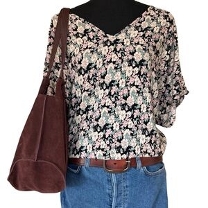 Natural Life Floral Loose Fit V Neck Dolman Shirt - Size XS